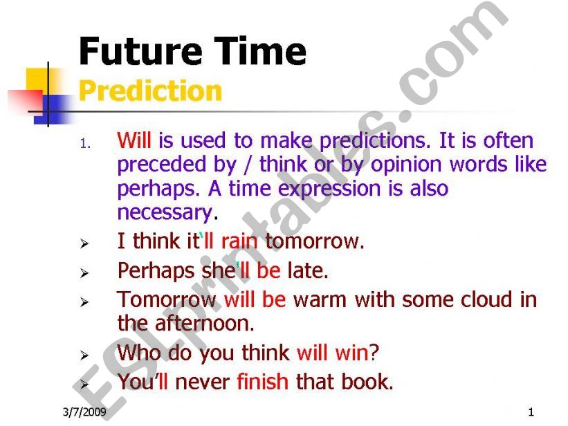 future tense presentation with exercises