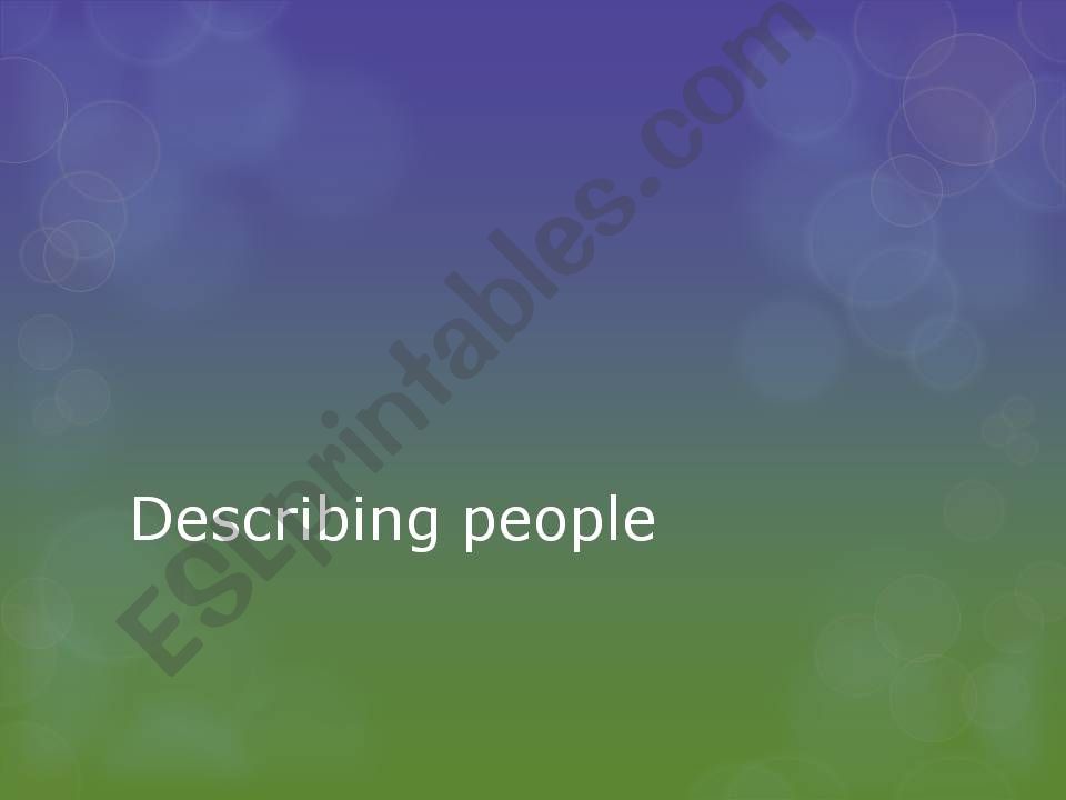 describing people  powerpoint