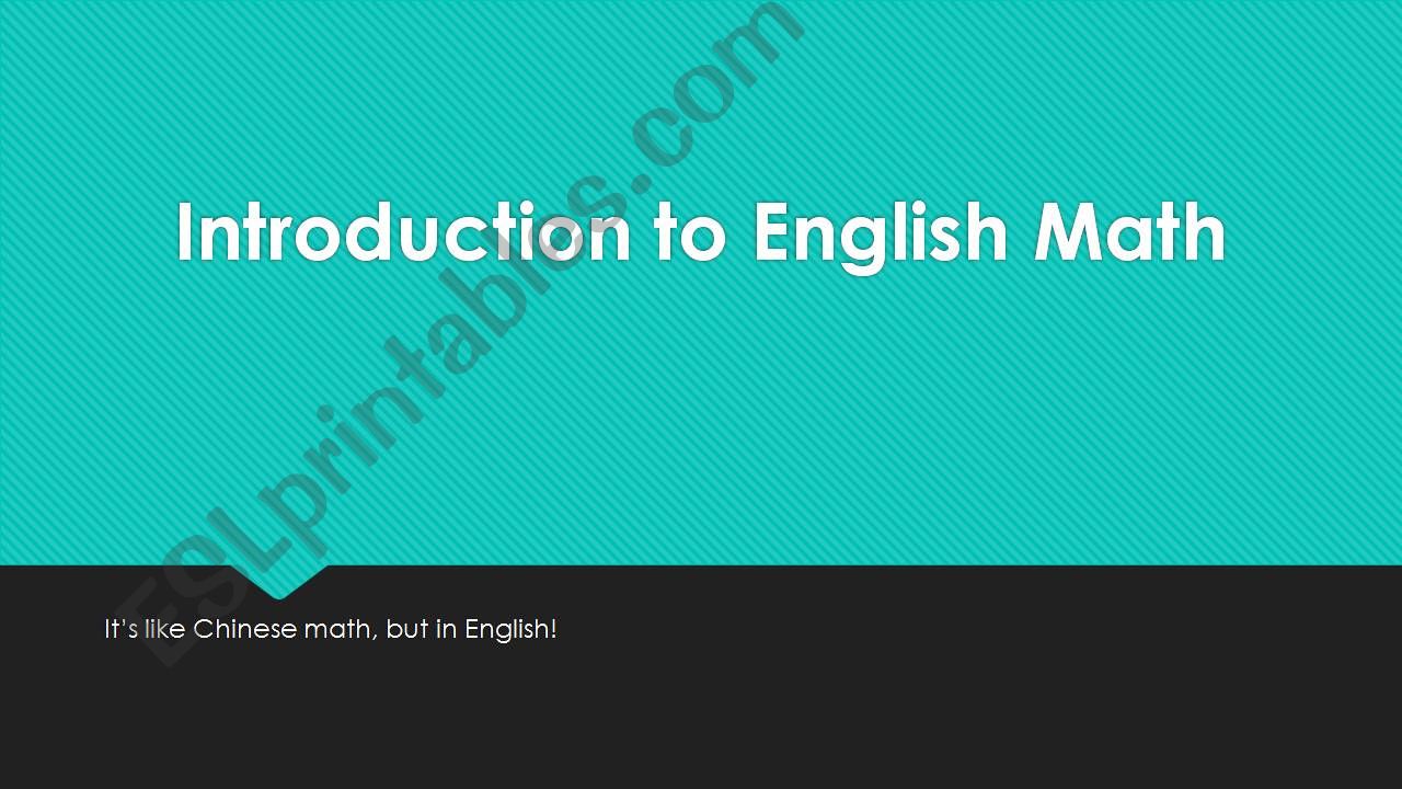 Introduction to English Math powerpoint