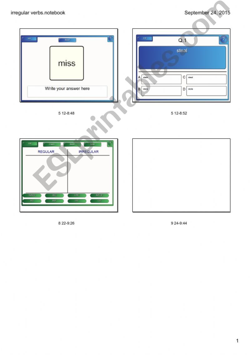 Regular and Irregular verbs powerpoint