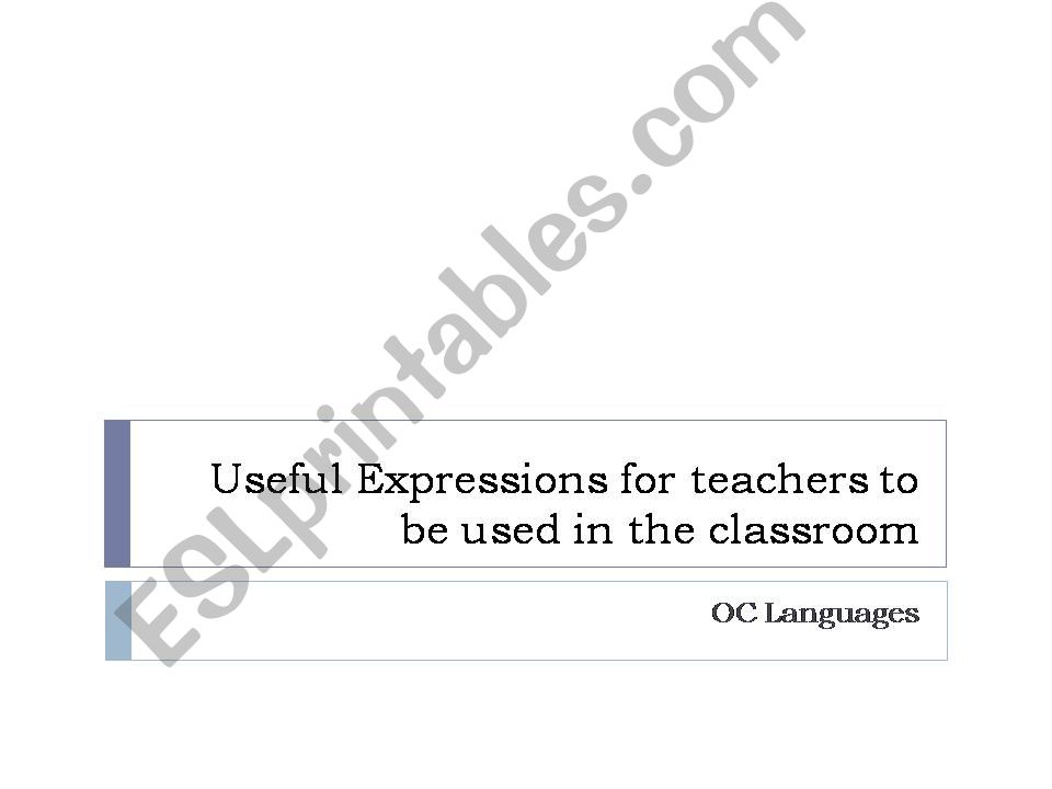 Classroom Useful Expressions for teachers