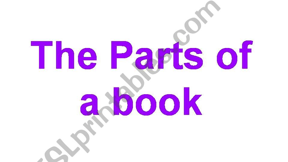 Parts of a Book Powerpoint Presentation
