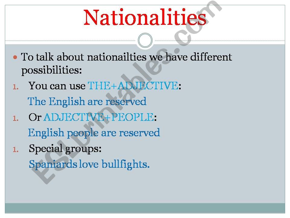 Nationalities powerpoint