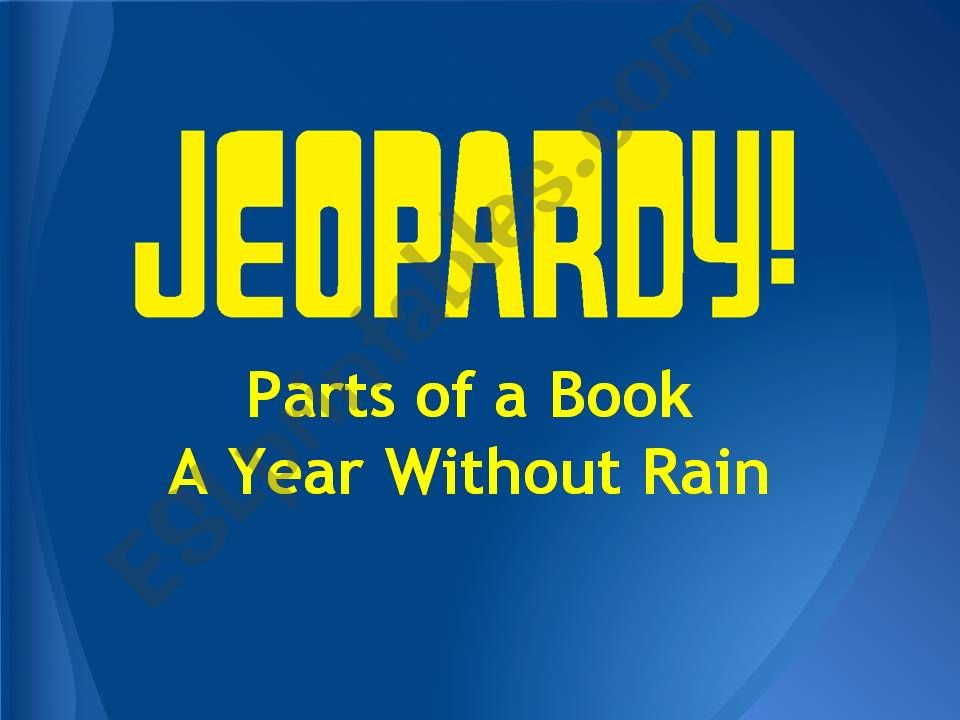 Parts of a Book Jeopardy Review Game
