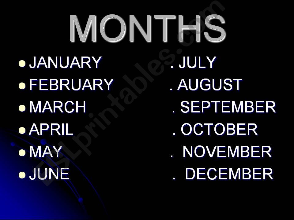months powerpoint