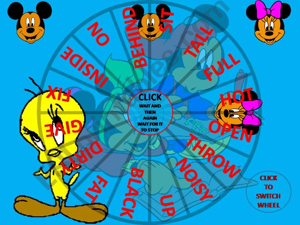 opposites game - mickey, minie