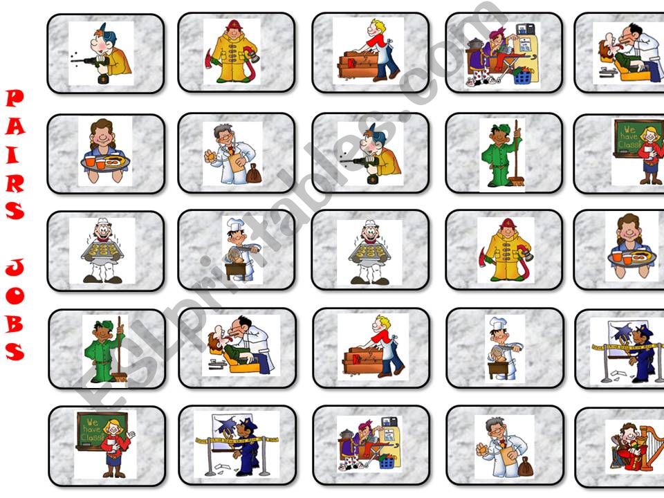Jobs pairs game powerpoint