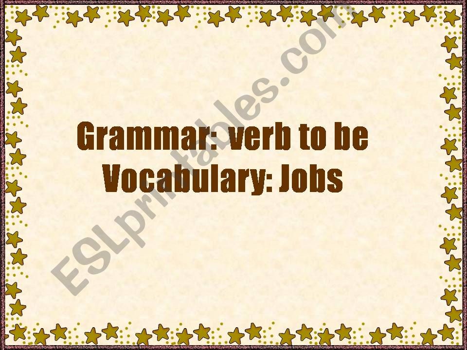 Verb to be (jobs) powerpoint