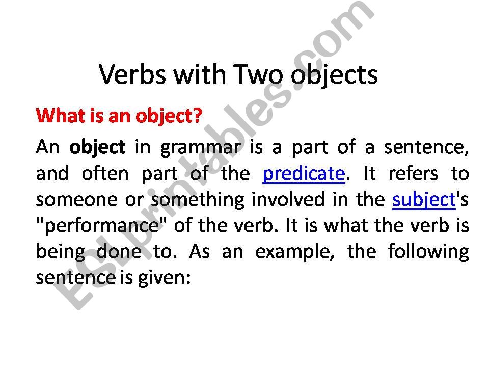 ESL English PowerPoints Verbs With Two Objects