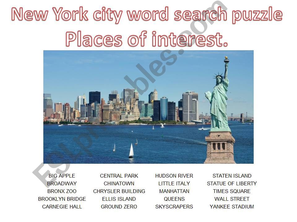  NYC word search powerpoint