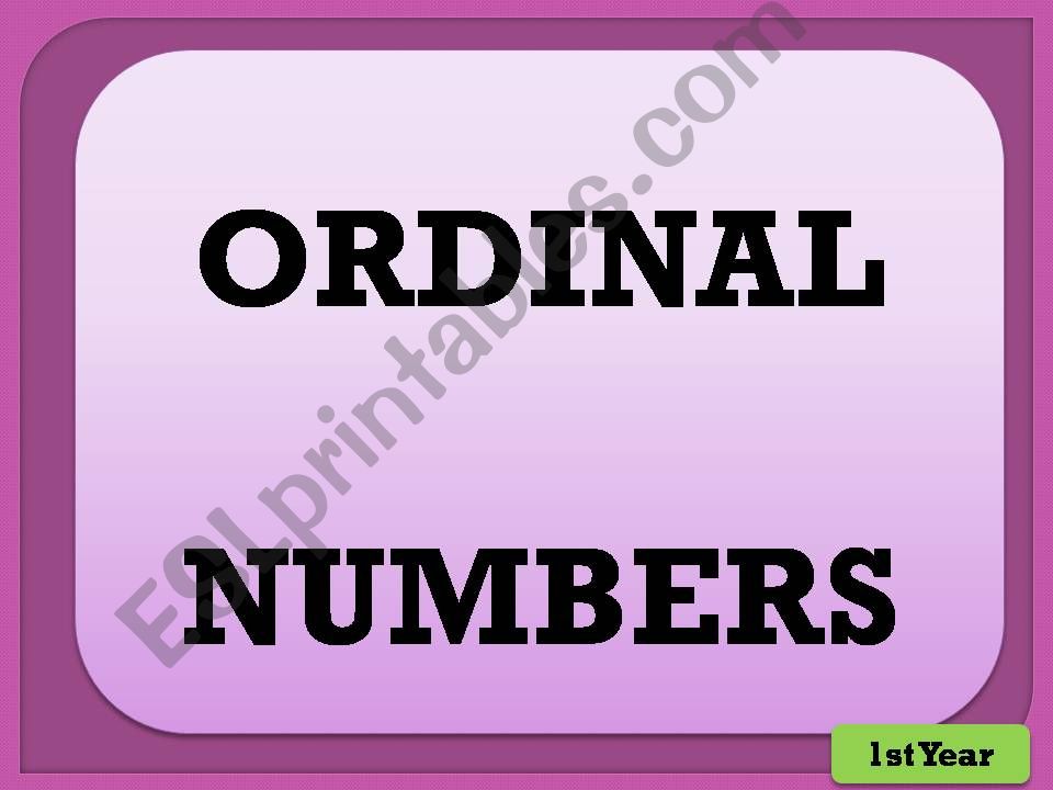 ORDINAL NUMBERS powerpoint