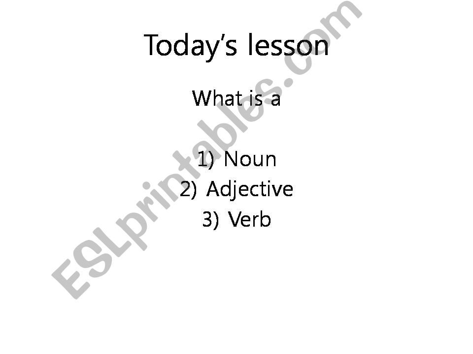 Noun, Verb, Adjective powerpoint