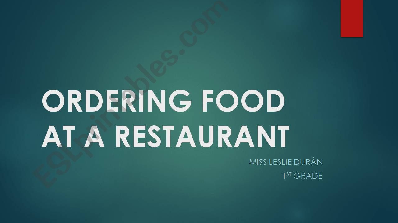 Ordering food at a restaurant powerpoint