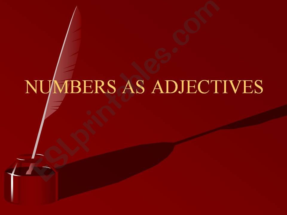 Number as adjectives powerpoint