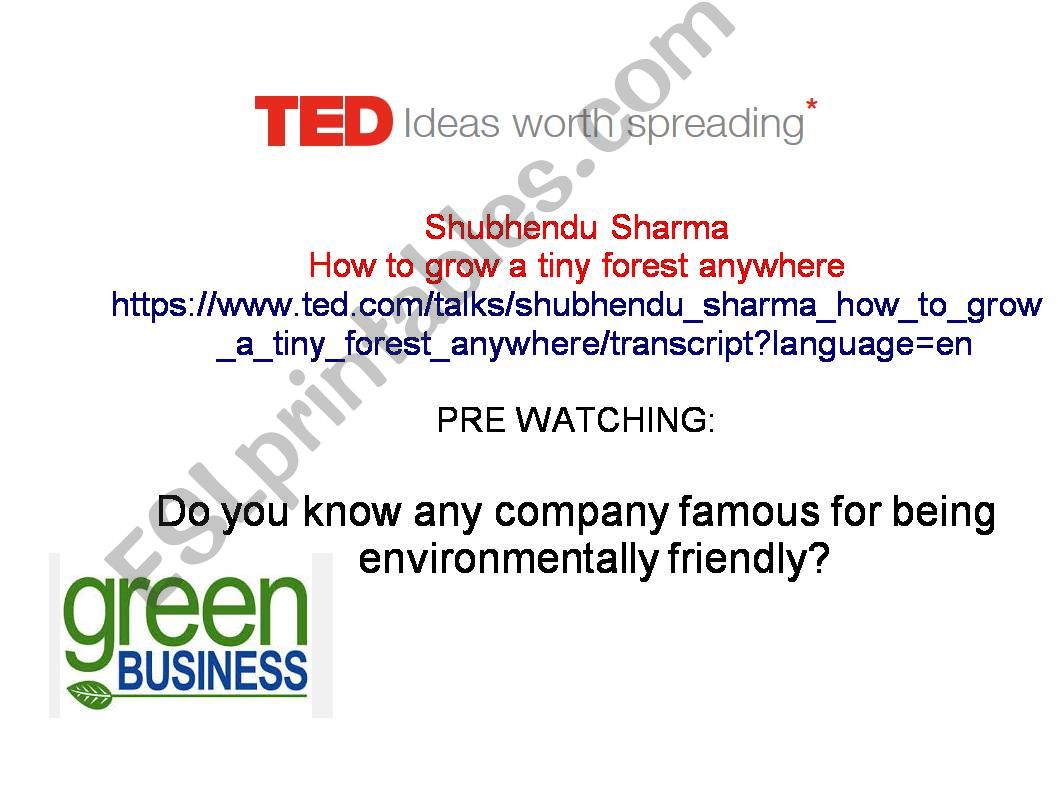 Tiny Forests - ted talk powerpoint