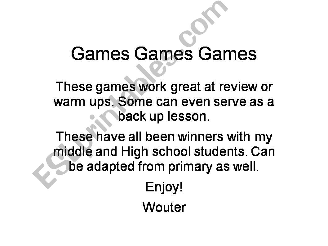 Some classroom games and activities