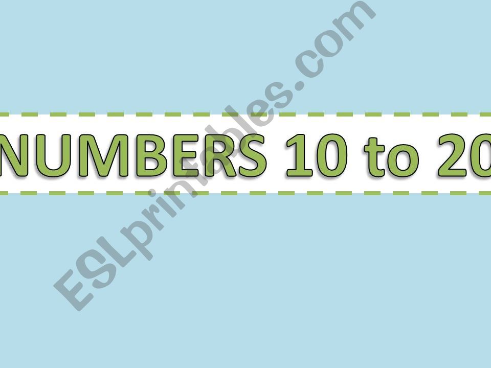 NUMBERS 10 TO 20 powerpoint