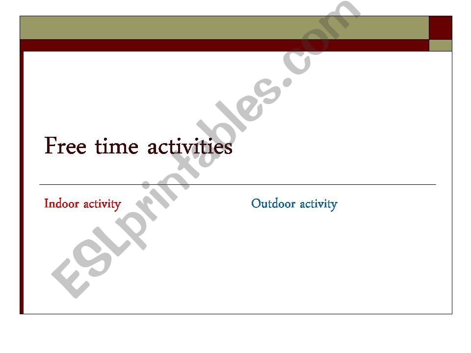 free time activity words powerpoint