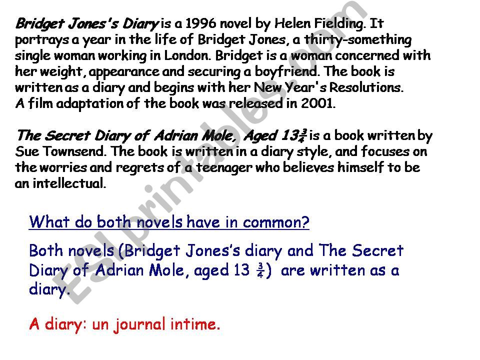 Adrian Mole and Bridget Jones resolutions