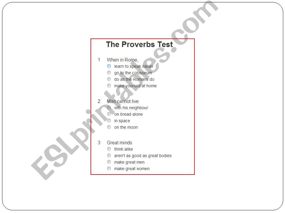 proverbs test powerpoint