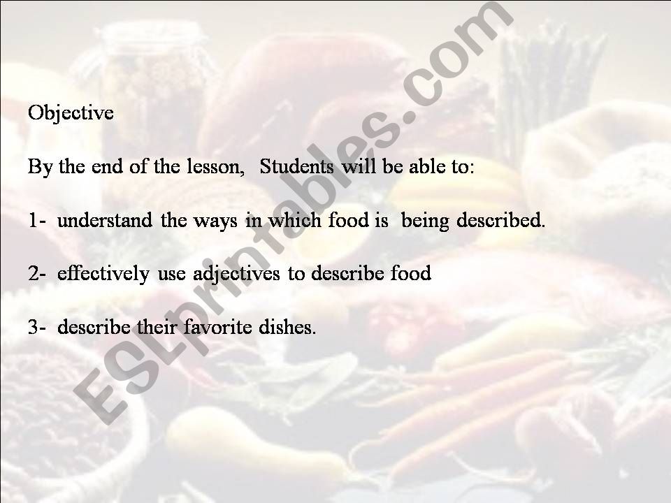describe food , top notch 2 powerpoint