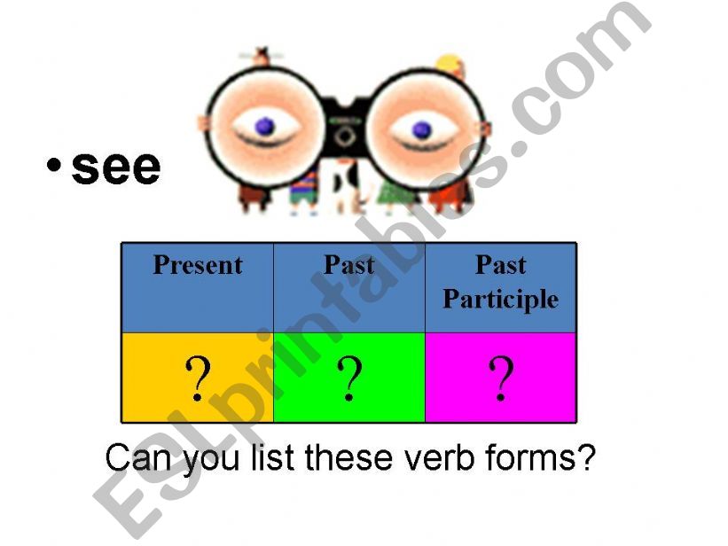 a  ppt about elemantary irregular verbs