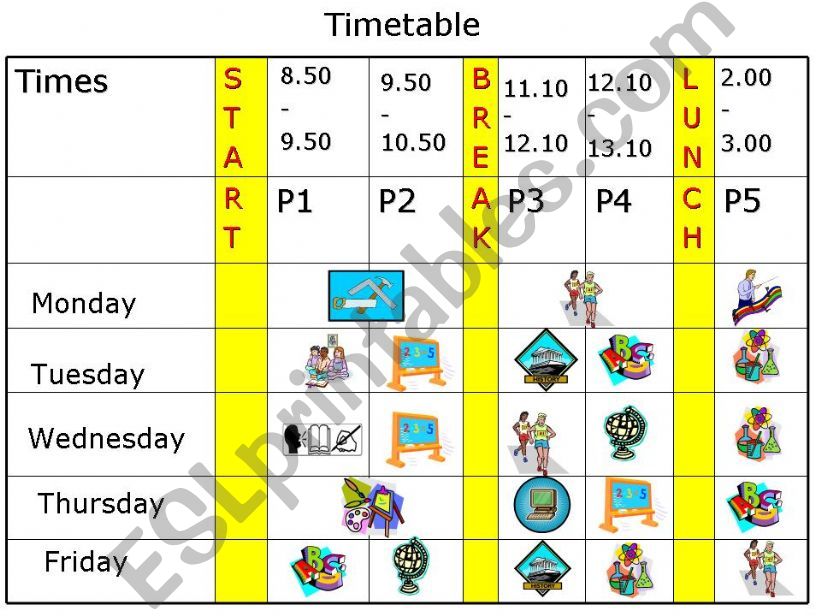 A timetable powerpoint