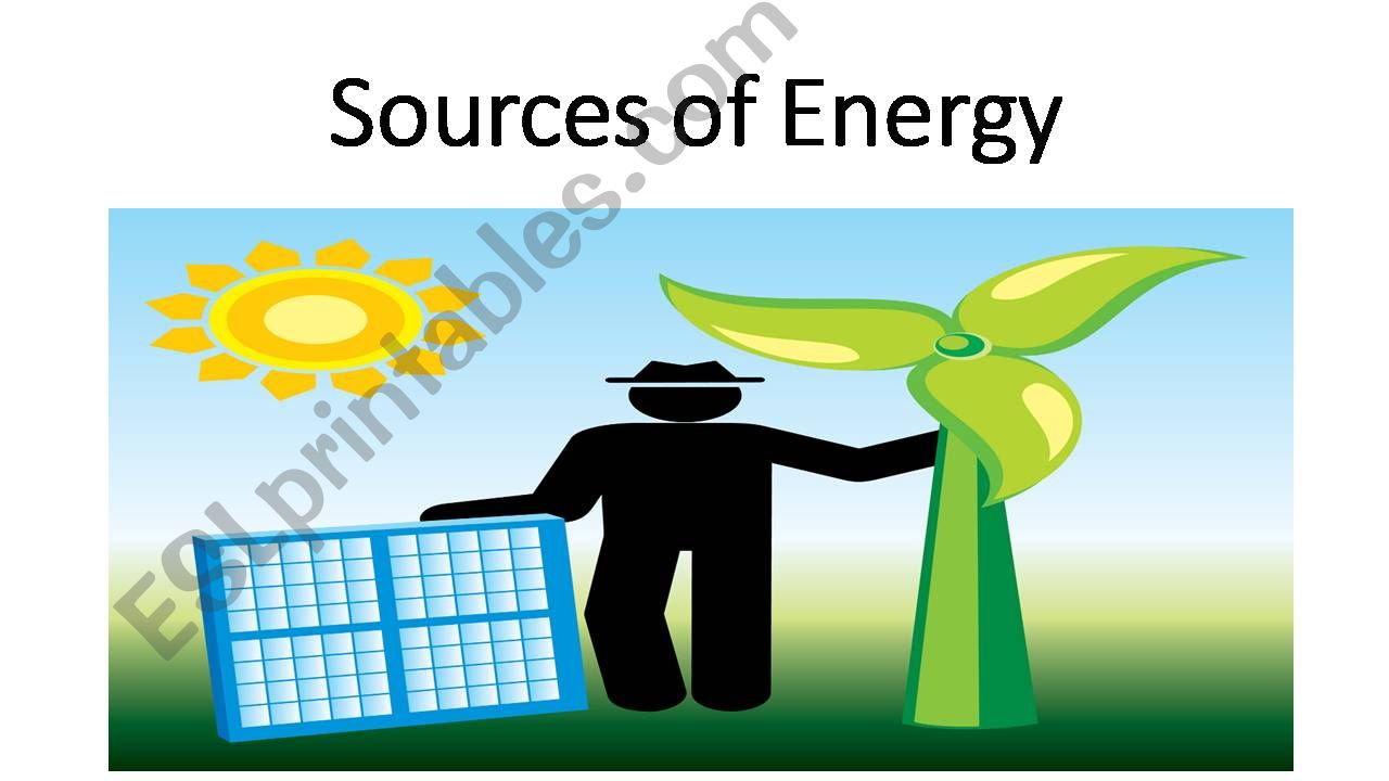 Energy Sources flash cards with descriptions