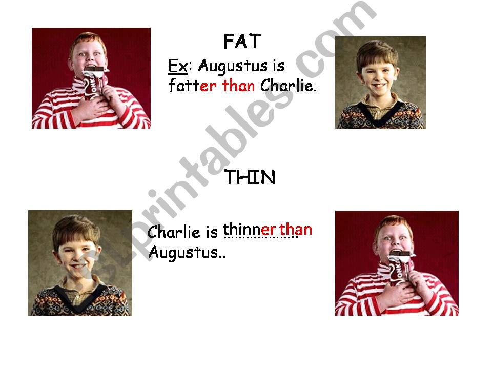 Comparatives / Charlie and the chocolate Factory characters