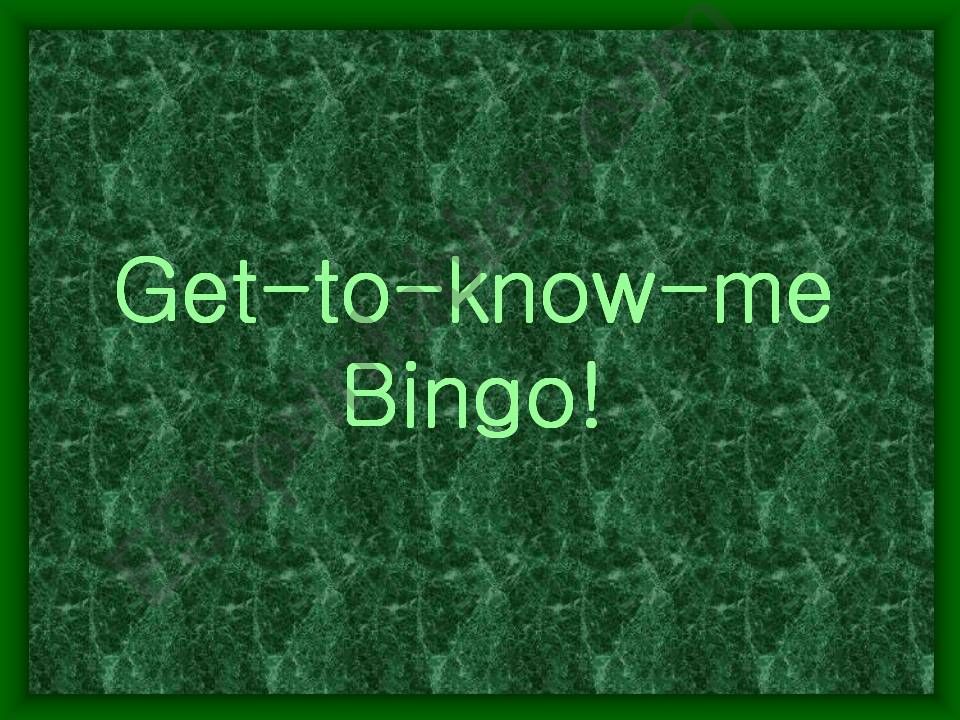 Get to know 20 Bingo powerpoint