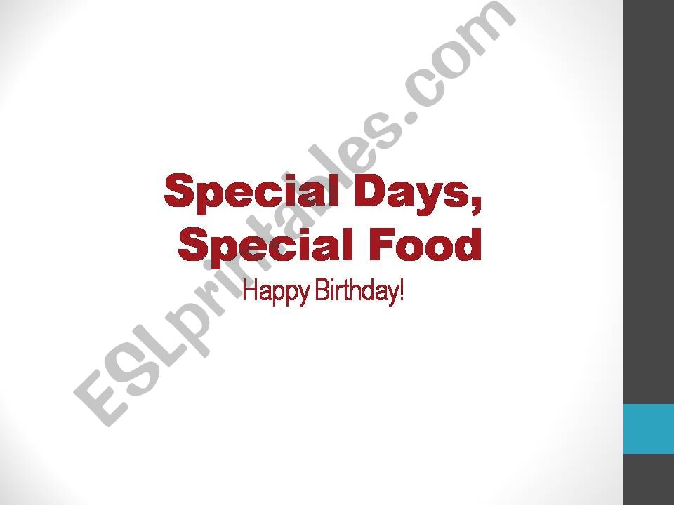 Special days, especial food powerpoint