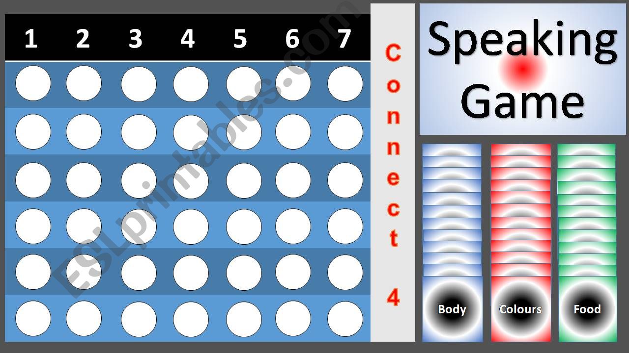 Speaking game Connect4 _Food_Colours_Body