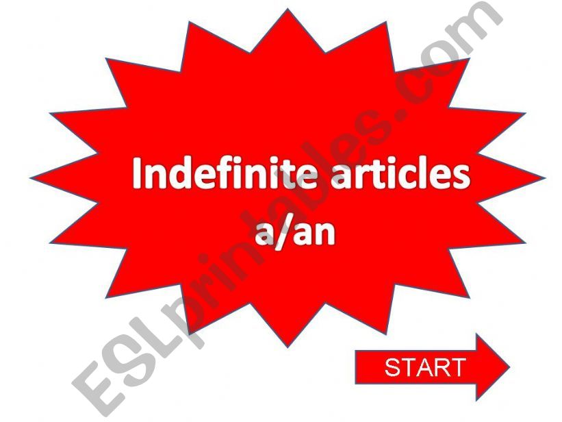 INDEFINITE ARTICLES A/AN powerpoint