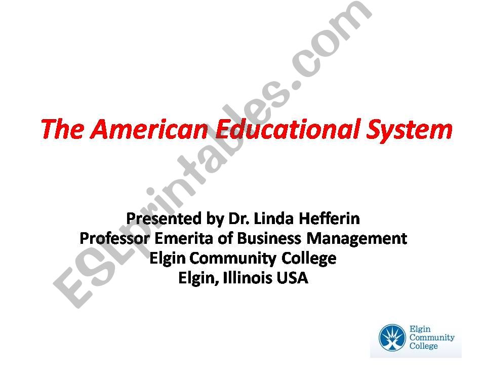 ESL English PowerPoints American School System