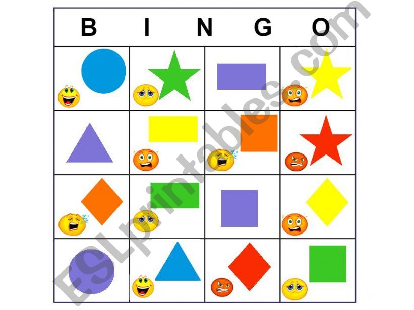 BINGO feelings and shapes powerpoint