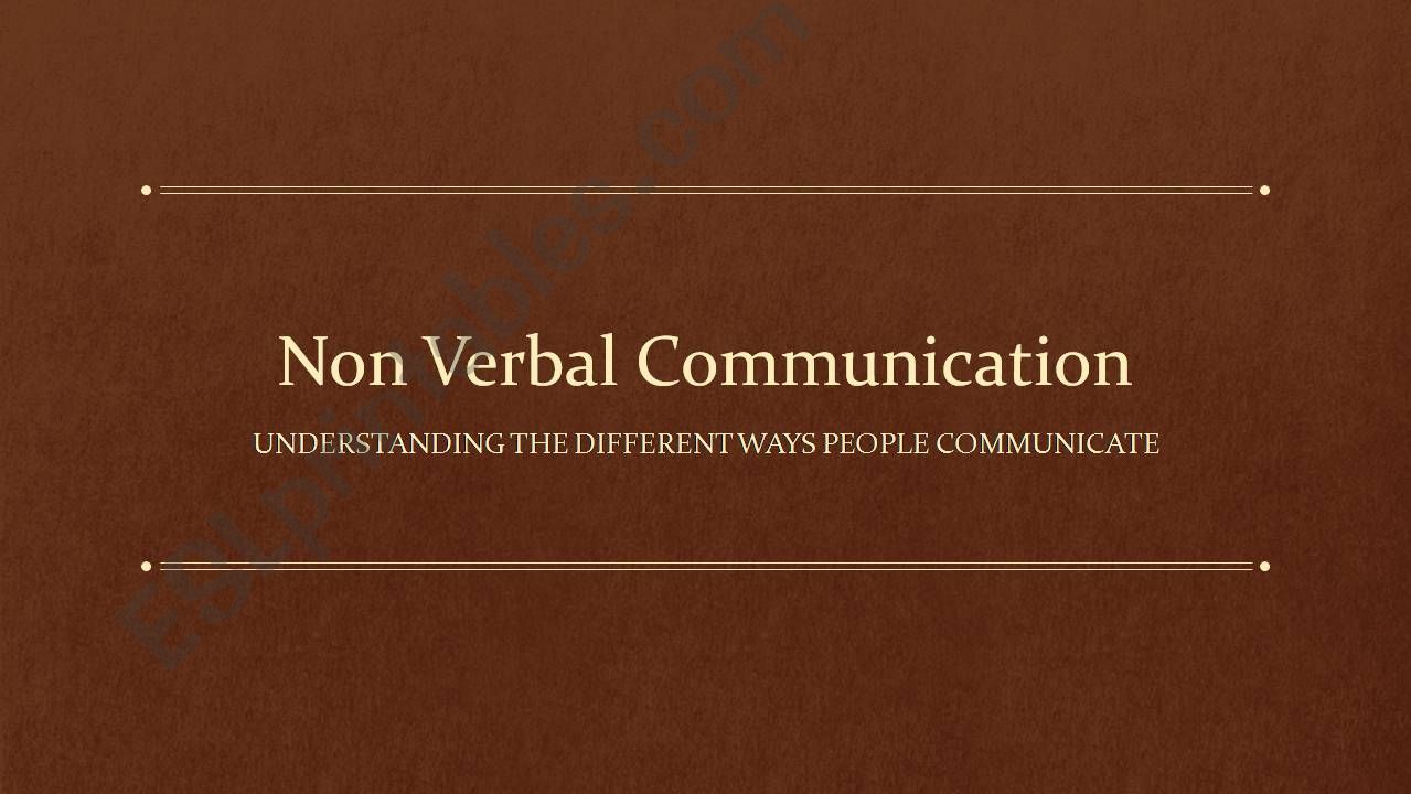 Non Verbal Communication powerpoint