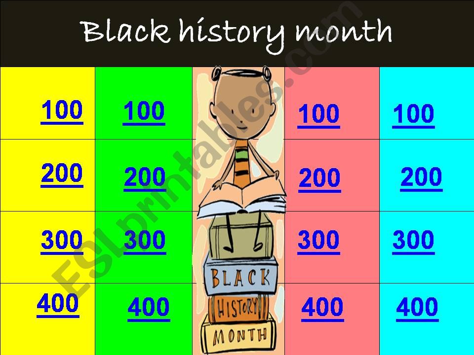 Jeopardy Black History month powerpoint