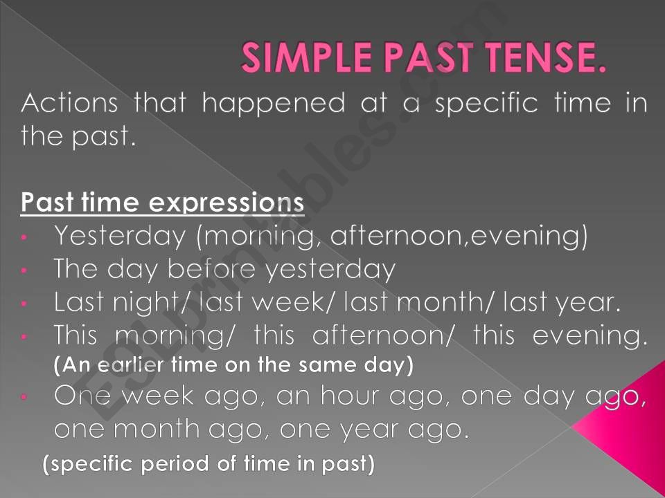 simple past tense and past vs present perfect.
