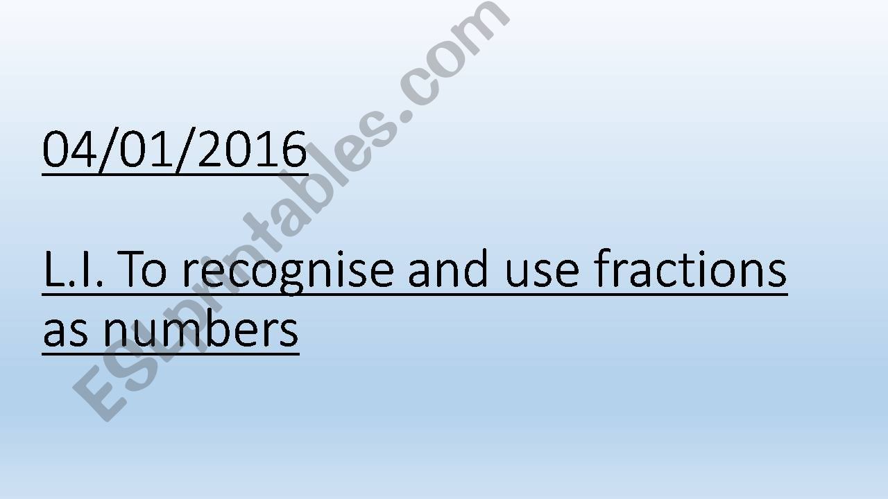 Fractions as numbers powerpoint