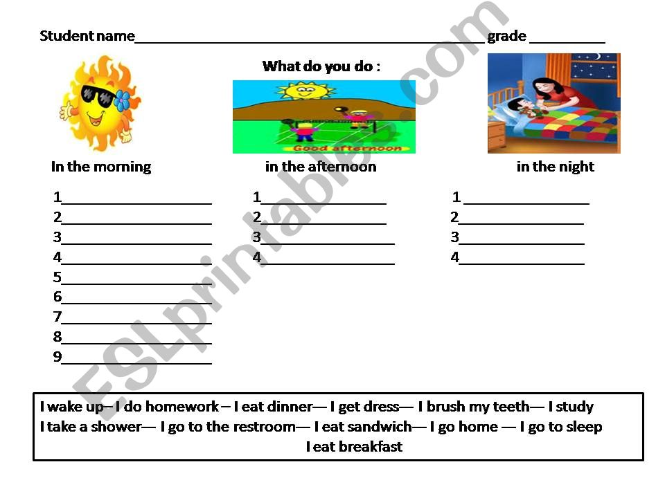 daily routines powerpoint