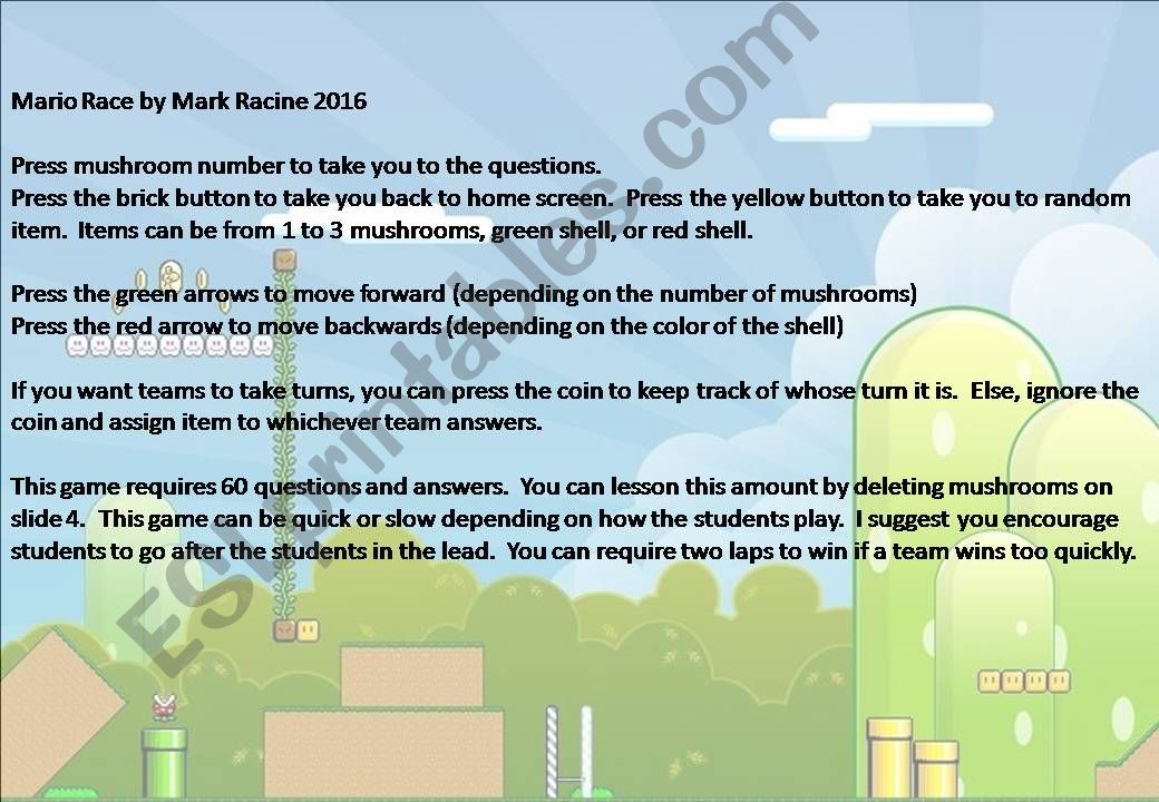 Mario Kart Race game powerpoint