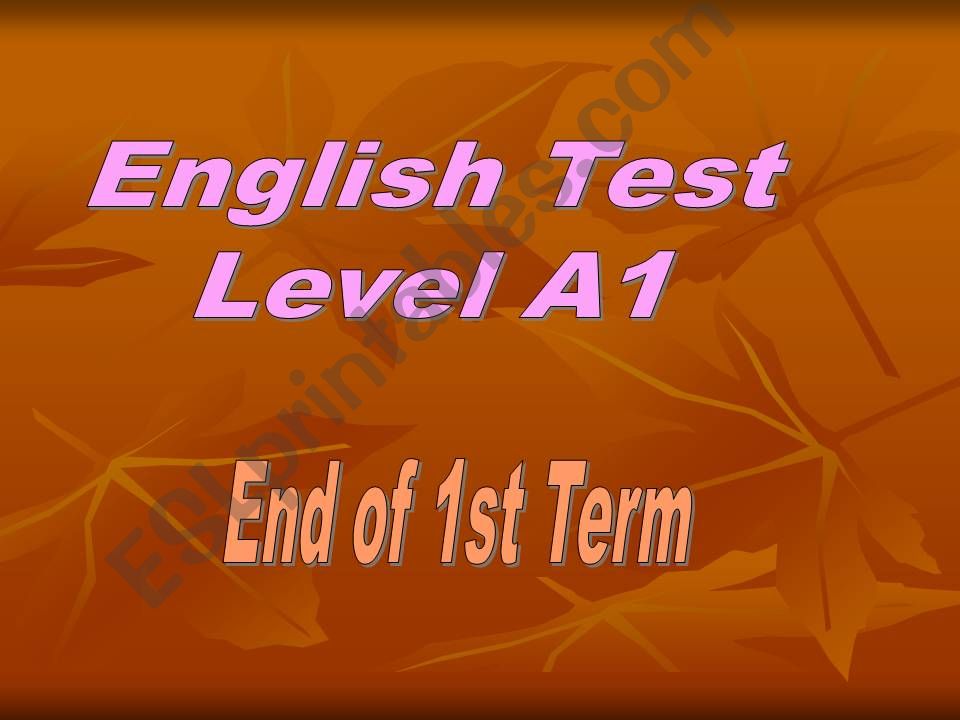 English Test Elementary first term
