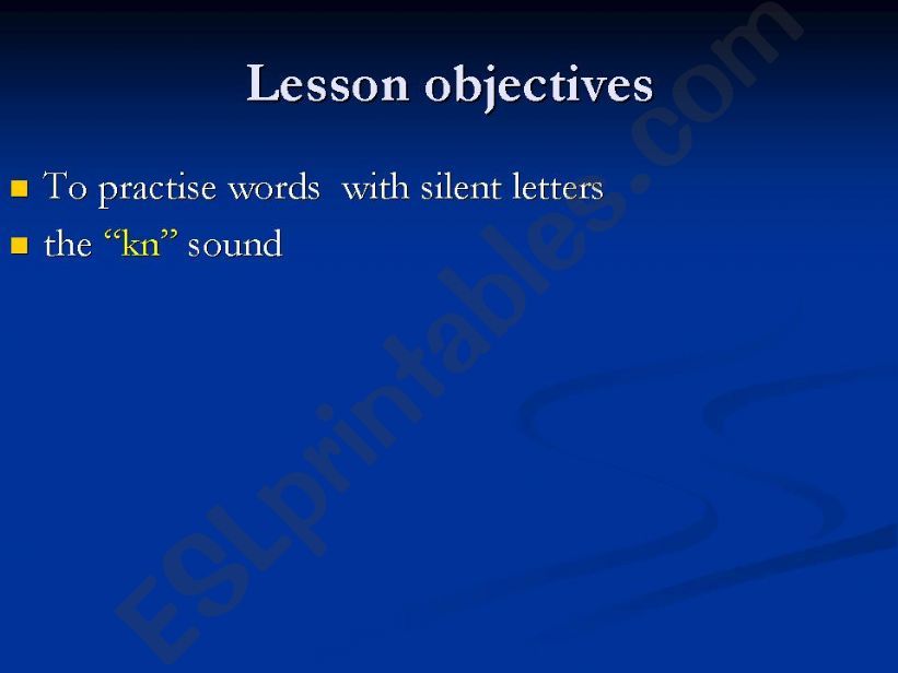 Words with a silent K powerpoint