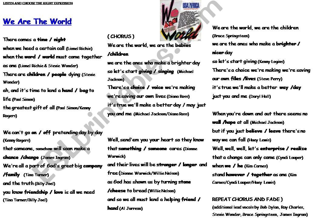 We are the world powerpoint