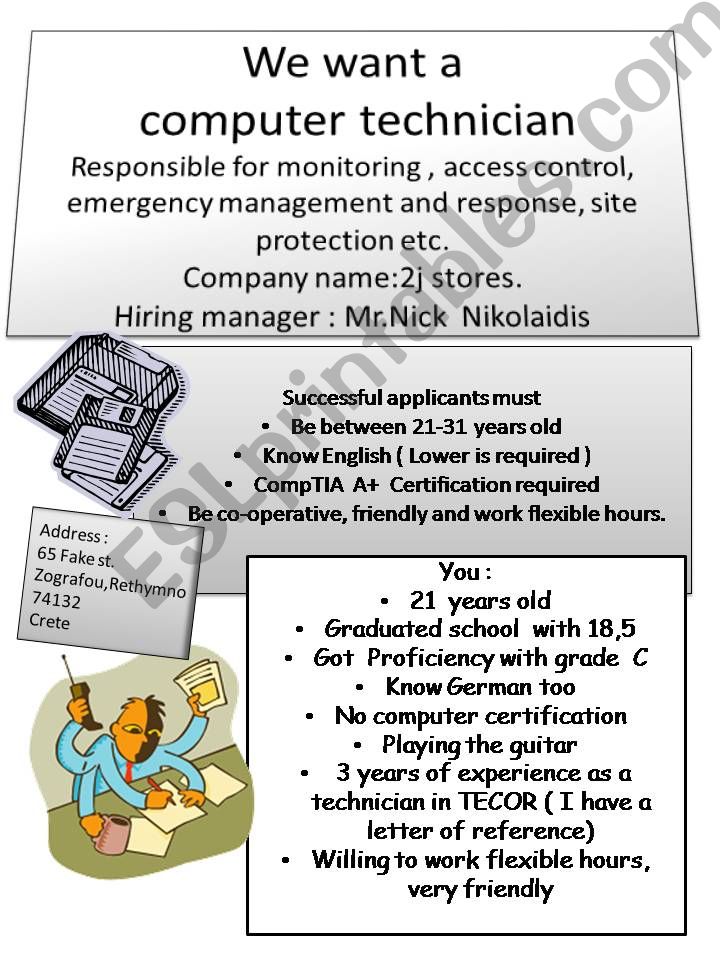 Letter of application exercise 