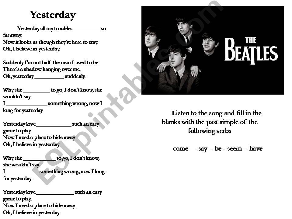 Yesterday The Beatles powerpoint