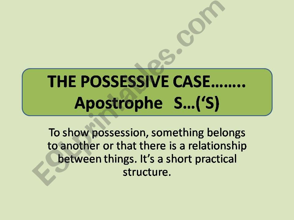 Possessive, apostrophe case powerpoint