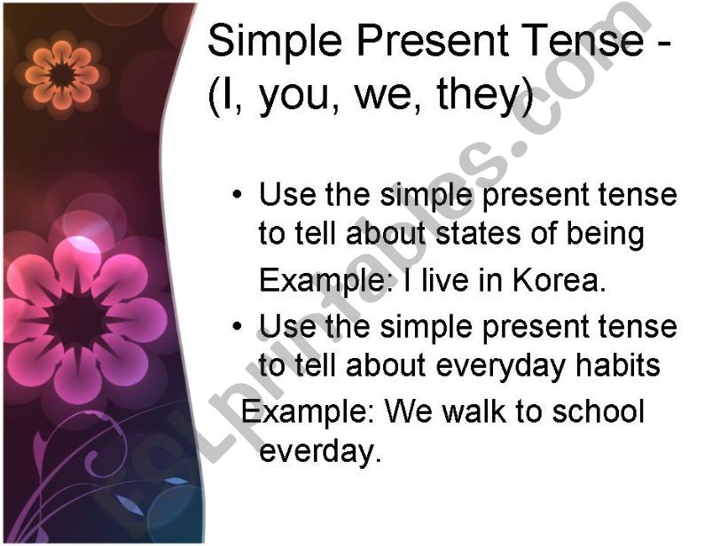 Simple Present Tense - I, you, we, they