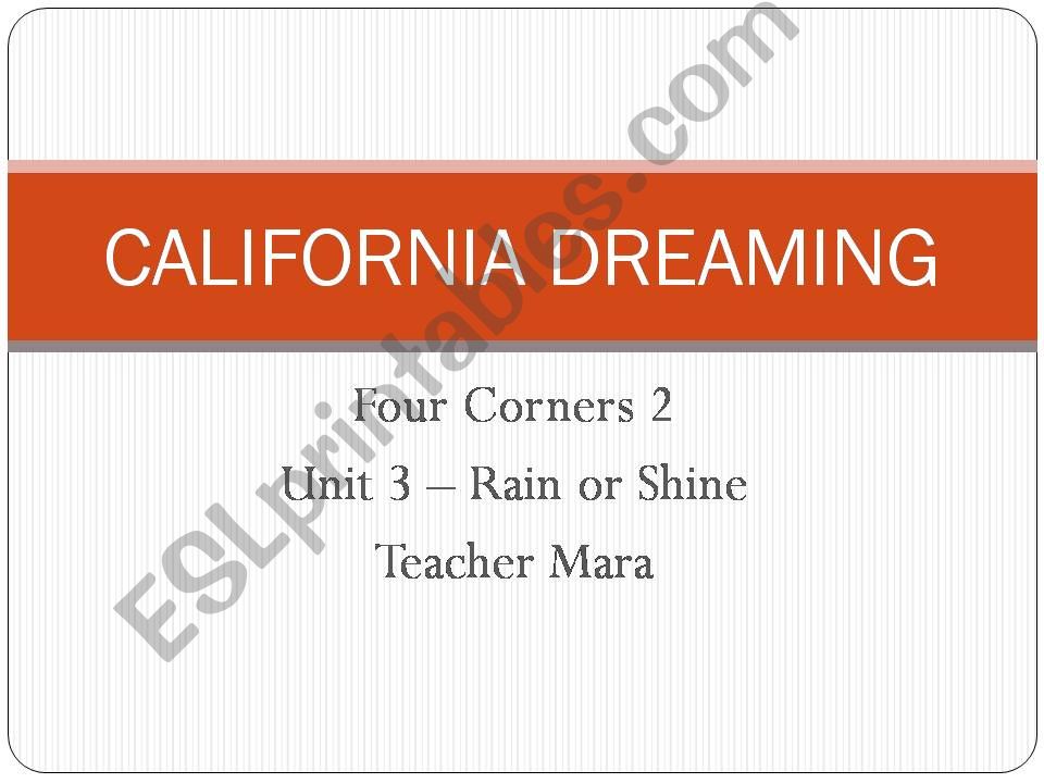 Song Activity: California Dreamin 