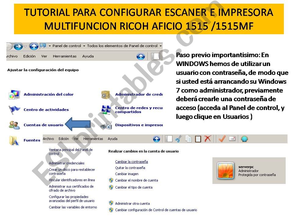 TUTORIAL CONFIGURACION AFICIO ESCANER AFICIO 1515